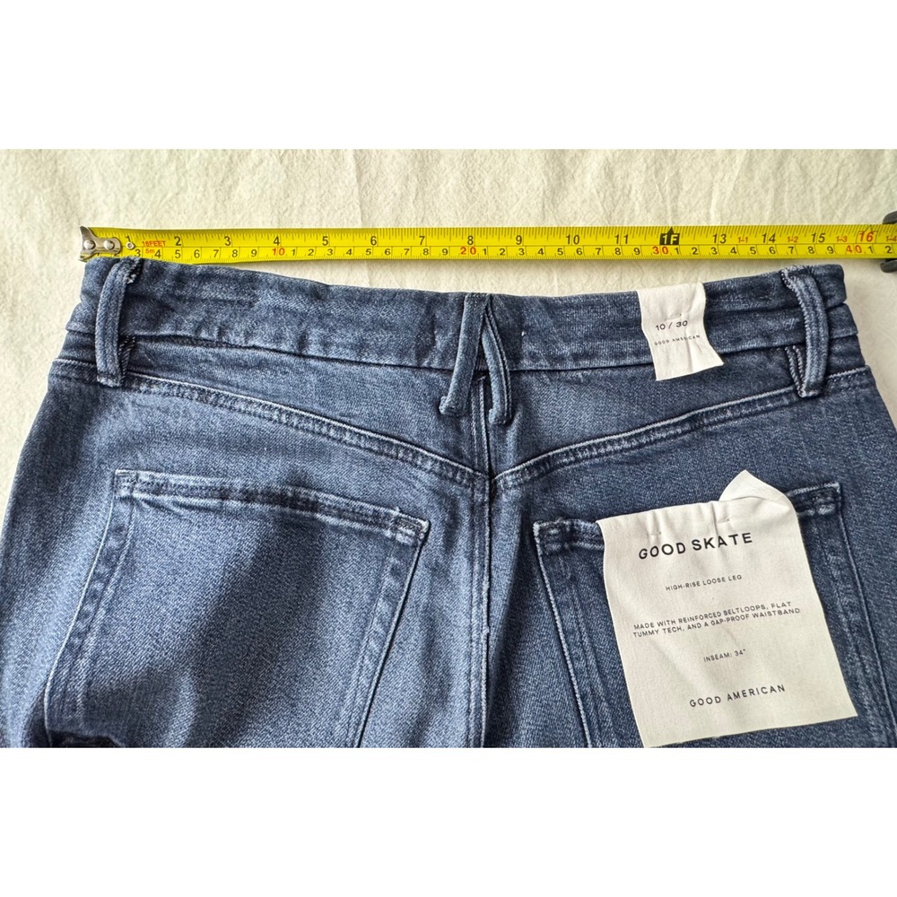 Good American Good Skate High Rise Loose Leg Jeans Indigo 10/30 34 Inseam New - Picture 5 of 10